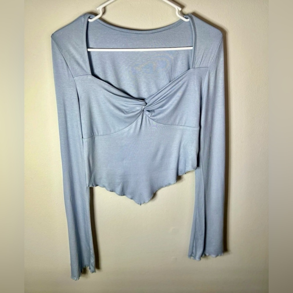 Blue SHEIN Summer V-Cut Slim Fit Top (Women's Petite Large LP) Y2K